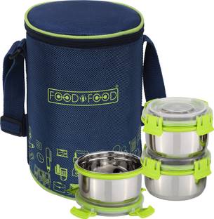 FOODNFOOD Stylock Lunch Box 3 Container 350 ML Each with Clip Lock Lid With 1 Softline Bag 3 Containers Lunch Box