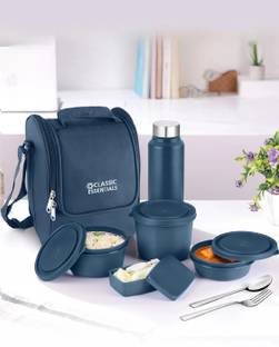 Classic Essentials Supreme Microwave Safe Set of 5 with Bottle|Bag & Cutlery 5 Containers Lunch Box