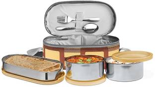 MILTON Corporate Stainless Steel (2 x 280 ml, 472 ml),Yellow 3 Containers Lunch Box