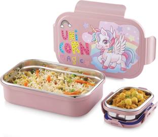 SUNLIFE - Munch Mate Inner Steel Tiffin Box - 1 Large & 1 Small Container - Leakproof 2 Containers Lunch Box