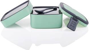 RENSI RENSI_ Compartment Double-Layer Square Lunch Box with Handle Insulated Lunch Box 2 Containers Plastic Office Lunch Box