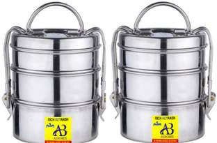 AEROBIX Food Grade Clip Carrier high Quality lunch box (pack of 2 lunch box) 3 Containers Lunch Box