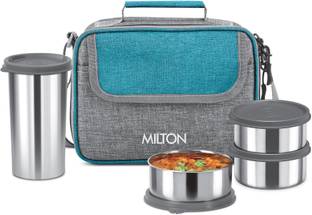 MILTON Daily Meal Lunch Box with Bag 3 Containers 300ml each & Tumbler 400ml Teal Green 3 Containers Lunch Box