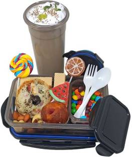 Flipkart SmartBuy Lock & Fit Small Lunch Box (800ml+125ml) with Tumbler(600ml)with Folk & Spoon 3 Containers Lunch Box