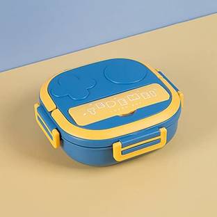 LAVI 3 Grid Creative 304 Stainless Steel Children's Meal Box Lunch Box 550ml (Blue) 3 Containers Lunch Box