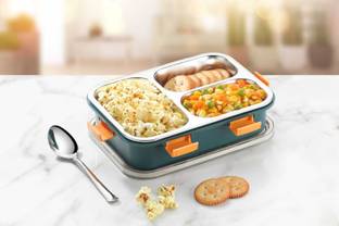 IONICCRAFTERS 3 Compartment Stainless Steel Lunch Boxes with Removable Reusable 3 Containers 3 Containers Lunch Box