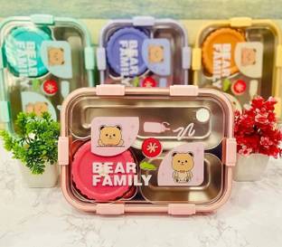 Pretty Pearl BearHug Bento Box: 3-Compartment Thermal Lunchbox for Kids & Adults 3 Containers Lunch Box