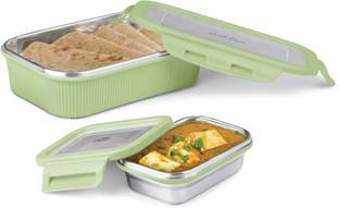 MILTON Cool Touch Epic 800 Stainless Steel Microwaveable Tiffin, Set of 2 (780ml,180ml) 2 Containers Lunch Box