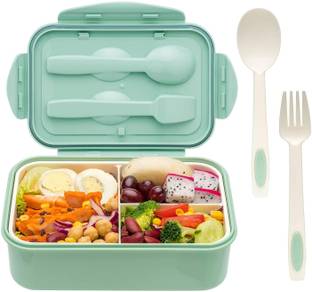 MHY Premium Leak Proof 3 Compartment Lunch box 2 with Spoon 3 Containers Lunch Box
