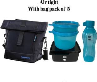 TUPPERWARE New lunch set(3 containers+1 bottle+1 water proof bag 4 Containers Lunch Box