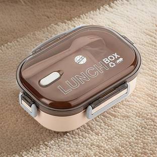 KEATON Tiffin Lunch Box with Leakproof Inner Container, Spoon&Fork Peach 2 Containers Lunch Box