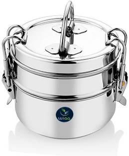 विया Steel Sada 2 Compartment Clip Tiffin/Lunchbox 2 कंटेनर लंच बॉक्स