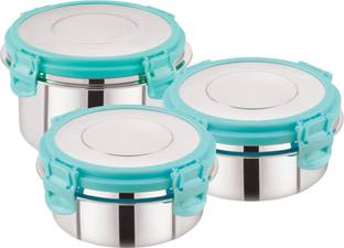Osiya Classy Lunch Box Combo | Stainless Steel -750 ML, Blue 3 Containers Lunch Box