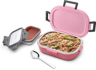 pexpo Tasty Bite Insulated Kids Tiffin Box (650ml) & Small Container(150ml), Anti-Skid 2 Containers Lunch Box