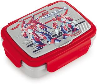 RISHABH. FLIP STYLE SMALL Tiffin Box Steel & Plastic Insulated RED SCHOOL 2 Containers Lunch Box