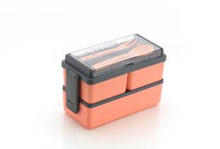Skymoon Kitchenware Premium Quality Plastic Lunch Box Tiffin Box 3 Containers 1 pcs Lunch Box Orange 3 Containers Lunch Box