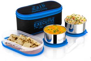 Zaib Office And Collage Tiffin Box Children tiffin box for girl\boy steel container 3 Containers Lunch Box