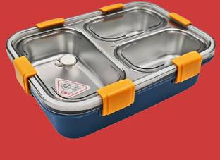 Kello Stainless Steel Bento Lunch Box 3 Compartment with Spoon for Kids & Adults A11 3 Containers Lunch Box
