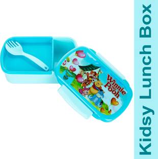 EAGLE Kidsy Sky Blue Winnie the Pooh Printed Tiffin Box, 3 Containers Lunch Box