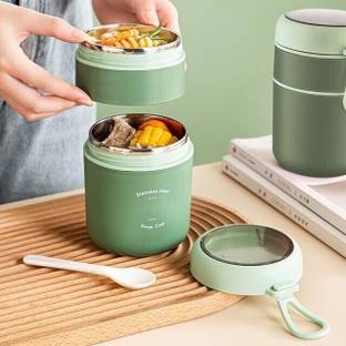 Vibgyor Products Thermal Soup Container Stainless Steel Vacuum Insulated Lunch Box 2 Containers Lunch Box
