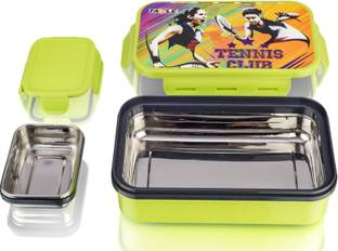 Nabhya 900Ml School Tiffin Box Thermoware Steel & Plastic Insulated with Inner Katori 2 Containers Lunch Box
