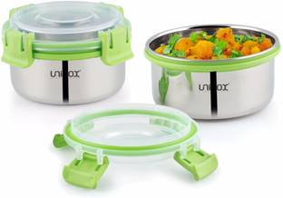 UNINOX Stainless steel lock n lock green color containers 425ml Set of 2 Containers Lunch Box