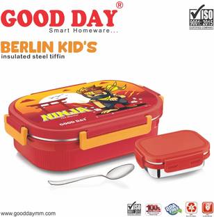 Good Day Berlin Kids Outer plastic inner steel tiffin 2 Containers Plastic School Lunch Box