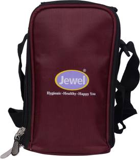 JEWEL Luncheon 4 Plastic Box with Lunch Bag - Maroon 4 Containers Lunch Box