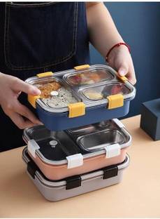 SimandharECart 3 Compartment Insulated Stainless Steel Tiffin Box for College, School & Office 3 Containers Lunch Box