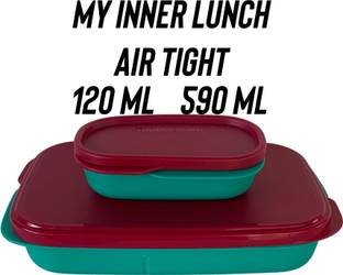 TUPPERWARE My inner lunch 710 ml air tight pack of 1 microware safe 2 Containers Lunch Box
