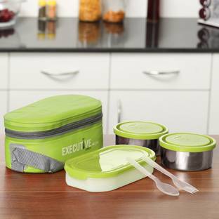 MILTON Executive Insulated Tiffin, - 2x280ml, 450ml 3 Containers Stainless Steel Office Lunch Box