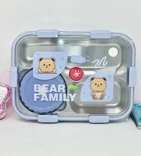 Pretty Pearl BearHug Bento Box: 3-Compartment Thermal Lunchbox for Kids & Adults 3 Containers Lunch Box