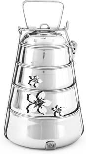 Qality Heavy stainless steel 4 khana handi tiffin/pyramid tiffin/clip air tight 4 Containers Lunch Box
