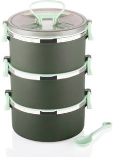 JohnMacc Airtight 3 Layer Lunch Box With Handle And Push Lock For Home, School, Office 3 Containers Lunch Box
