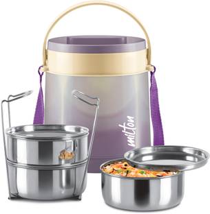 MILTON Gradient Tiffin 3 Stainless Steel Tiffin With Lifter 3 Container, 900ml, Purple 3 Containers Stainless Steel Office Lunch Box