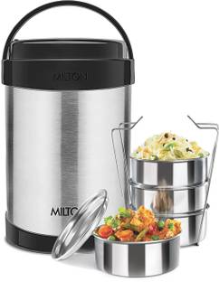 MILTON Royal 4 Insulated Stainless Steel Tiffin Box, 600 ml, Steel Plain 4 Containers Lunch Box