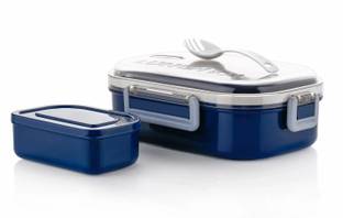 CONQUER Lunch Box with Spoon and Fork Office School Collage Lunch Box 2 Containers Lunch Box