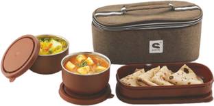 YUIOP - Micro Trust 2+1 Steel Lunch Box - With 2 Inner Steel Containers & 1 Roti Box 3 Containers Lunch Box