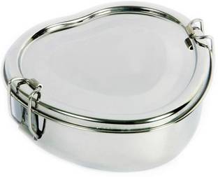 SAUBHAGYA Stainless Steel Lunch Box for Kids Adult School/Office- Small Heart 400ml 2 Containers Lunch Box