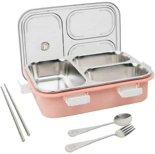 RBGIIT 3 Compartment Sealed Leak Proof Stainless Steel For Kid's & Adult 3 Containers Lunch Box