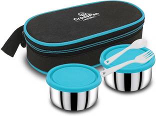 CrossPan Fresh Meal Stainless Steel Lunch/Tiffin Box -2Container Insulated Bag 2 Containers Lunch Box