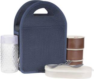 DENDUES Air-Tight Stainless Steel Lunch Box 4 Containers 1 Bottle with Bag Office Use 4 Containers Lunch Box