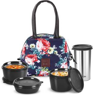 MILTON Floret Tiffin (3 Containers, 180 /320 /320 ml; 1 Tumbler, 415 ml) With Jacket 3 Containers Lunch Box