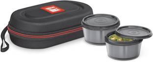 MILTON Nutri Stainless Steel Insulated Tiffin Set, 320 ml Each, Black 2 Containers Stainless Steel Office Lunch Box