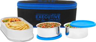 Zaib Executive Stainless Steel Leak Proof Lunch Box for Office School & College Men 3 Containers Lunch Box
