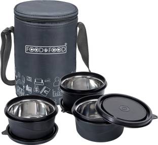FOODNFOOD Executive Microwave Safe 3 microwave safe inside steel containers (400 ml each) 3 Containers Lunch Box
