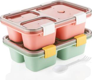 queen's kitchenware combo Tokyo 3 compartment lunch box with airtight & leakproof 1 Containers Lunch Box