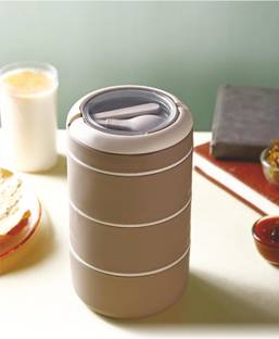 Ganesh Smart Stack 3 Layer Protable Lunch Box 3 Containers Stainless Steel, Plastic Office Lunch Box