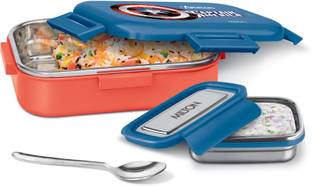 MILTON Marvel Hugo Inner Steel Tiffin Box & steel Container Blue Captain America 2 Containers Plastic School Lunch Box