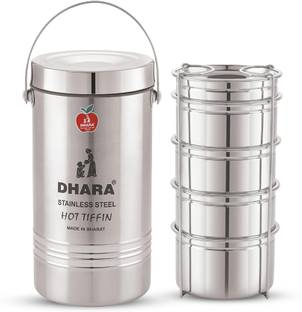 Dhara Stainless Steel Big Stainless Steel Insulated Tiffin Box 5 Containers Lunch Box